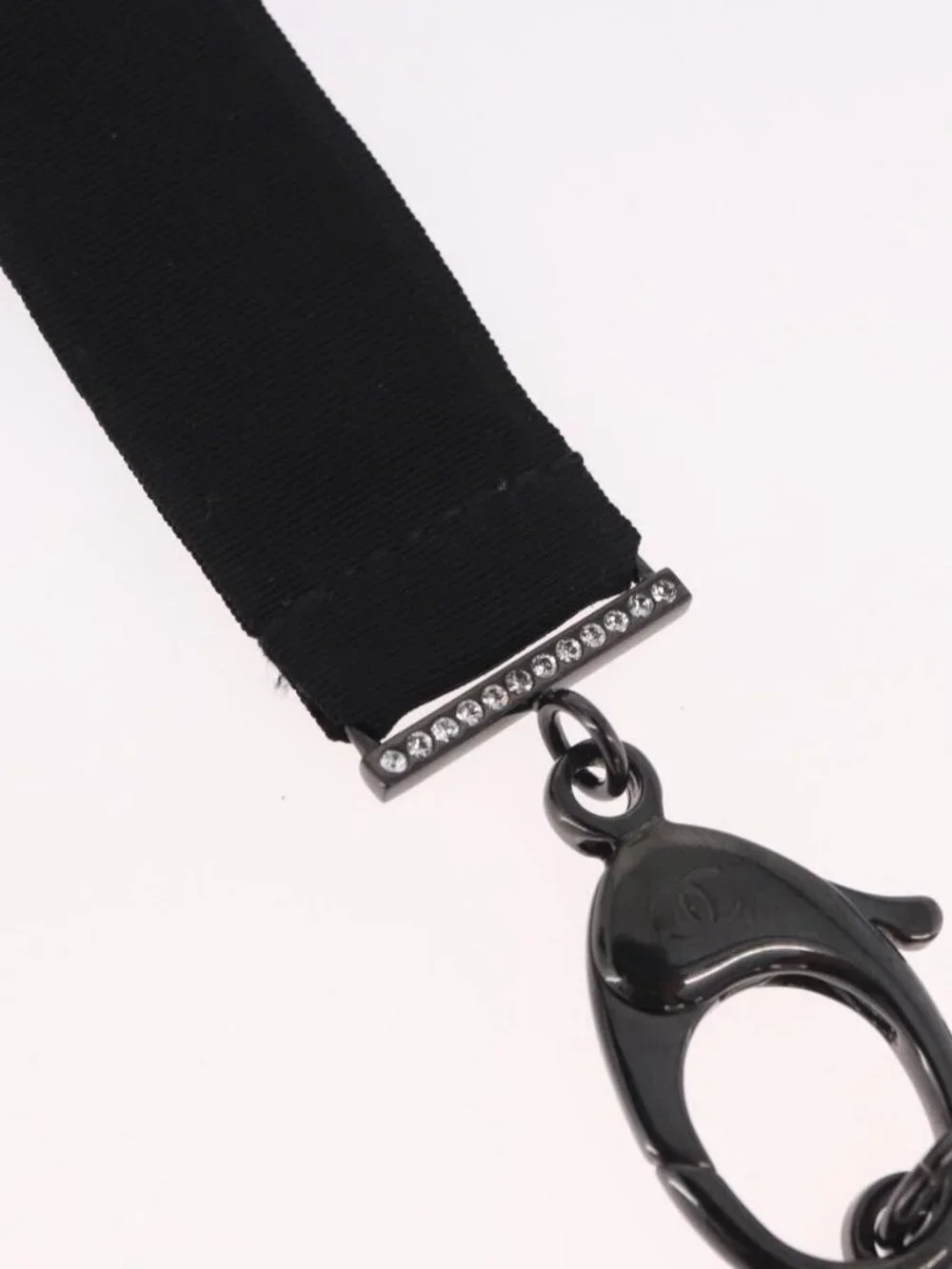 CHANEL Cat Robot Necklace metal Black CC Auth 185784M